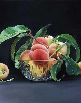 Ginny Page 2011 - Peaches in Bowl - Oil on Canvas 52x75cm